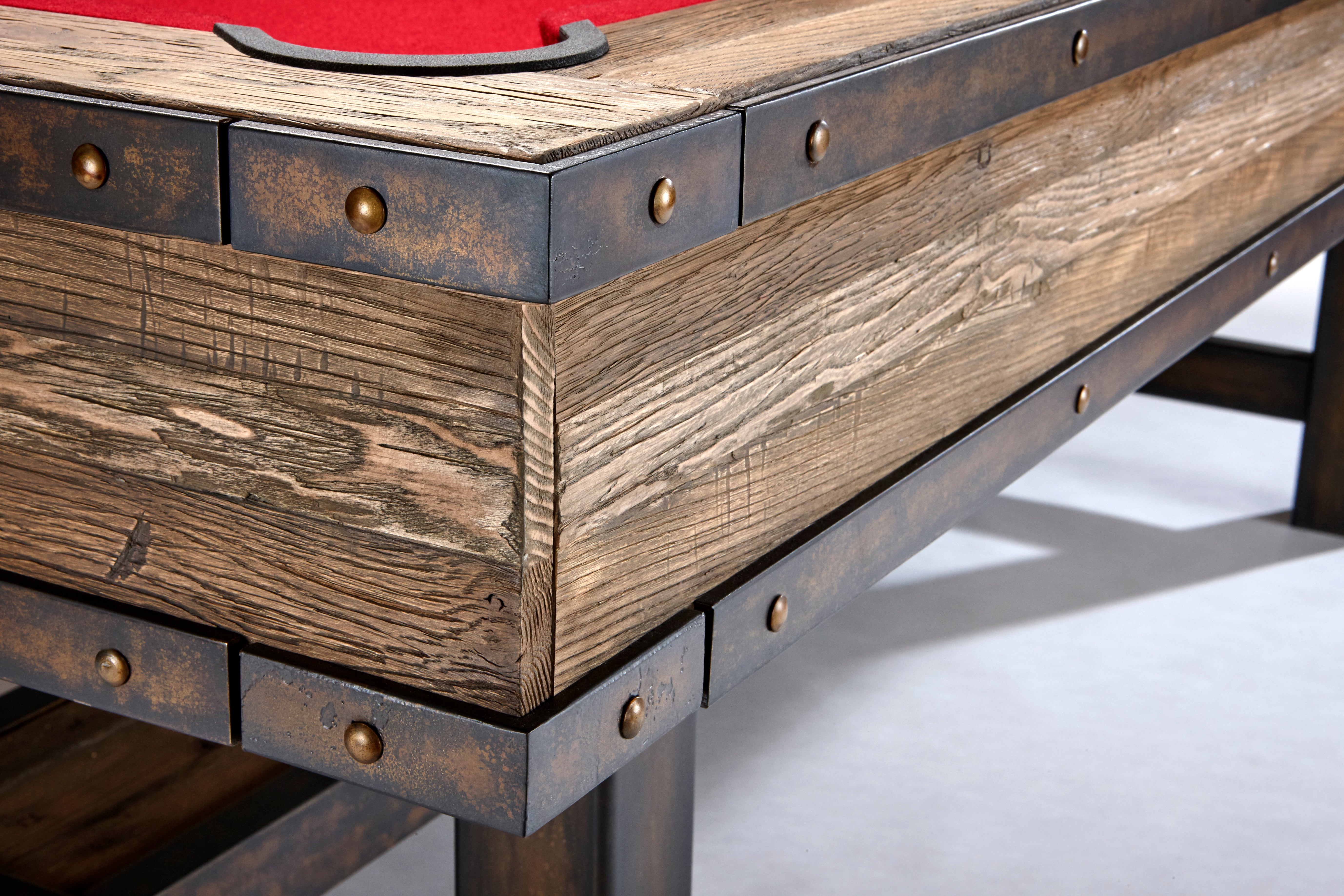 Brunswick Billiards Edinburgh 8' Slate Pool Table in Weathered Oak w/ Black Metal Base