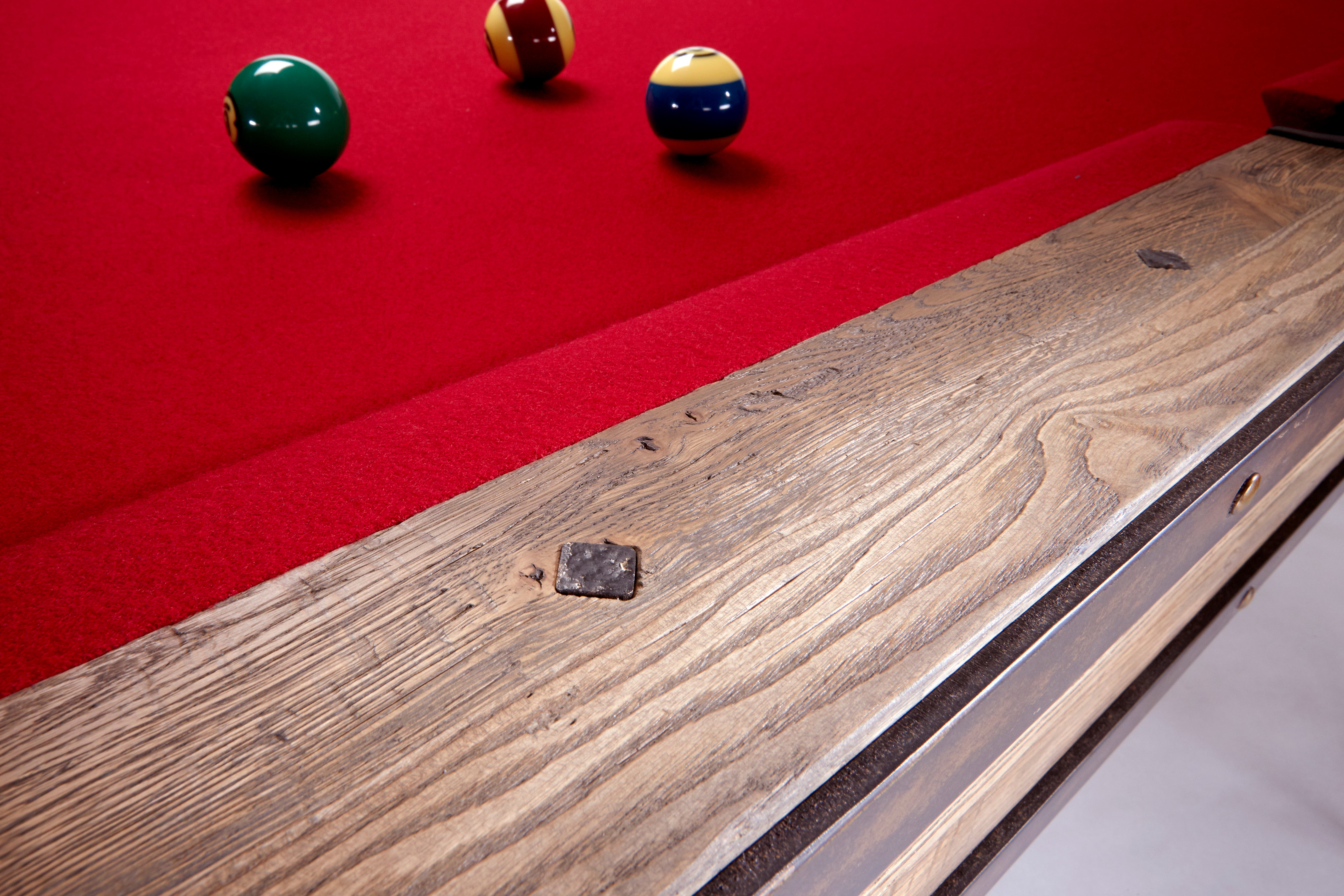 Brunswick Billiards Edinburgh 8' Slate Pool Table in Weathered Oak w/ Black Metal Base
