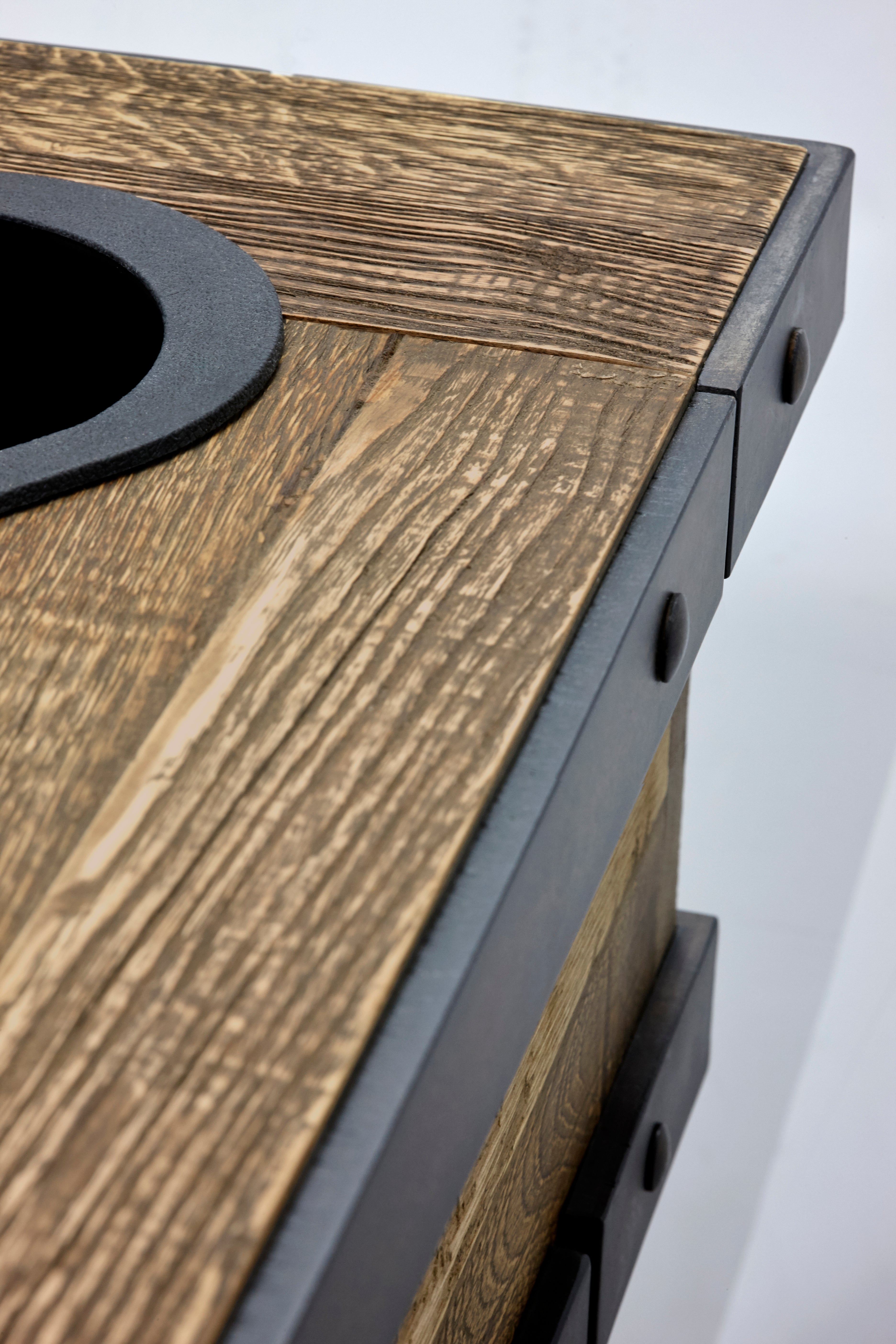 Brunswick Billiards Edinburgh 8' Slate Pool Table in Weathered Oak w/ Black Metal Base