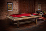 Brunswick Billiards Edinburgh 8' Slate Pool Table in Weathered Oak w/ Black Metal Base