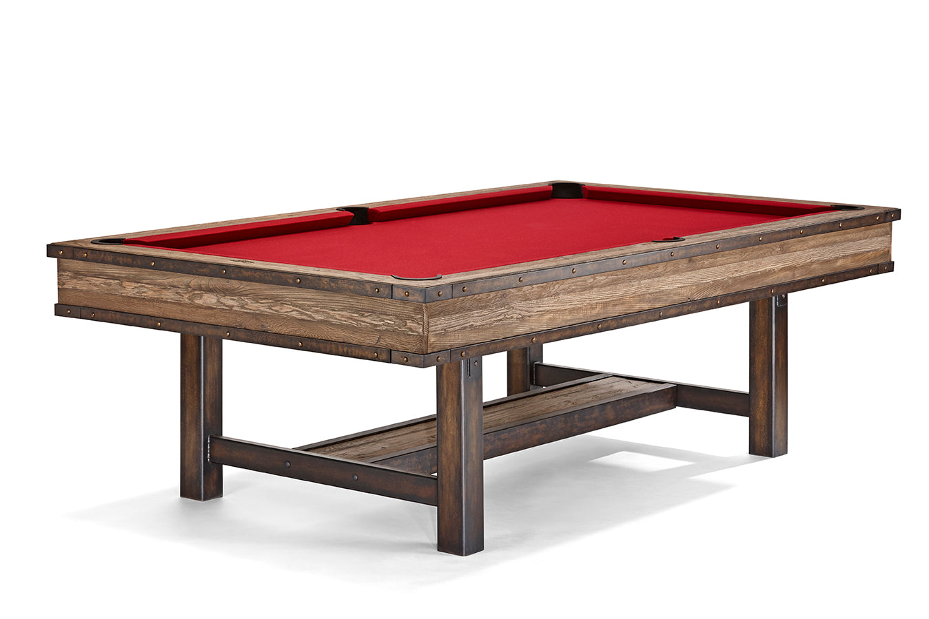 Brunswick Billiards Edinburgh 8' Slate Pool Table in Weathered Oak w/ Black Metal Base