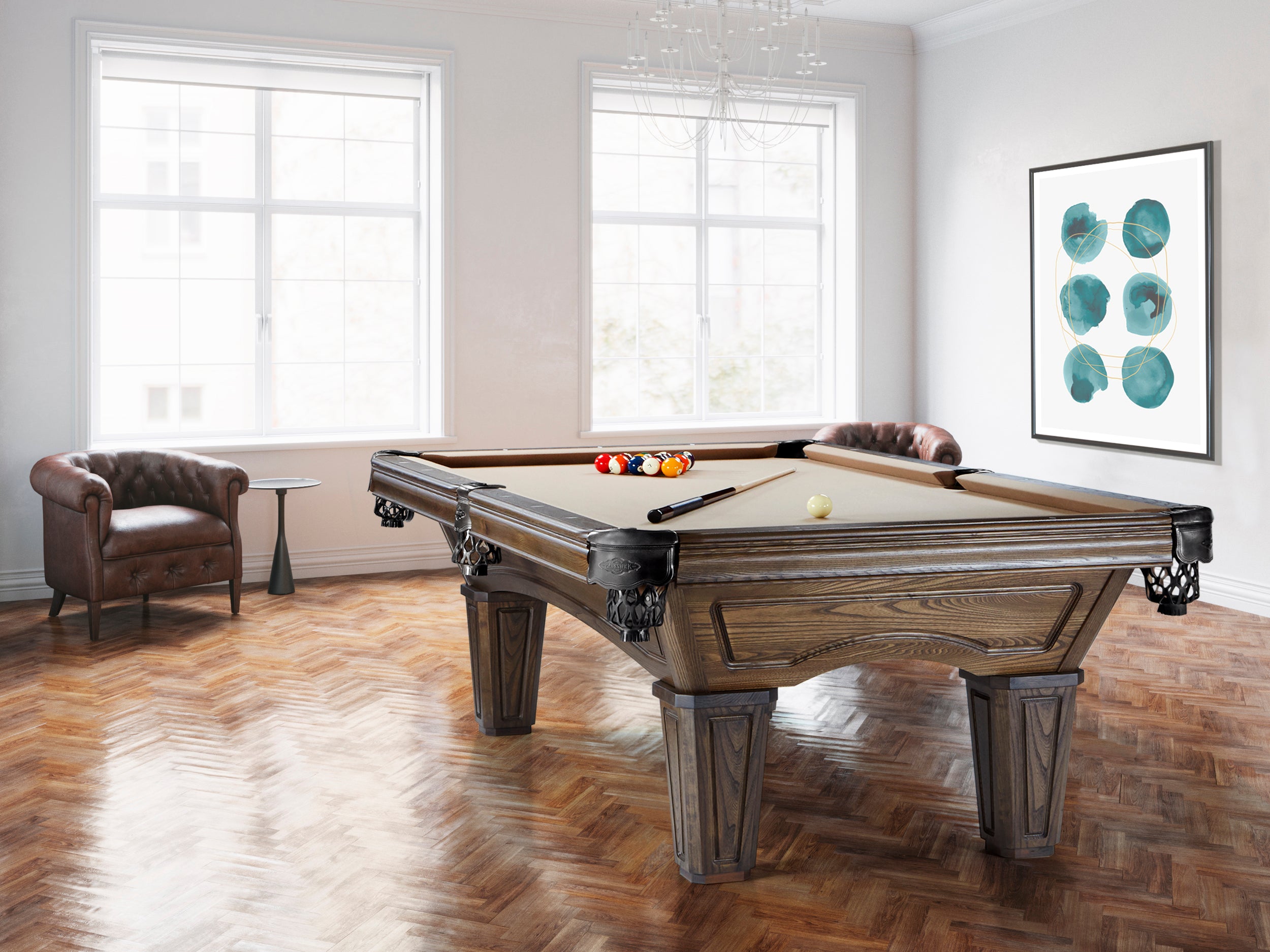 Brunswick Billiards Glenwood 7' Slate Pool Table in Coffee w/ Tapered Legs