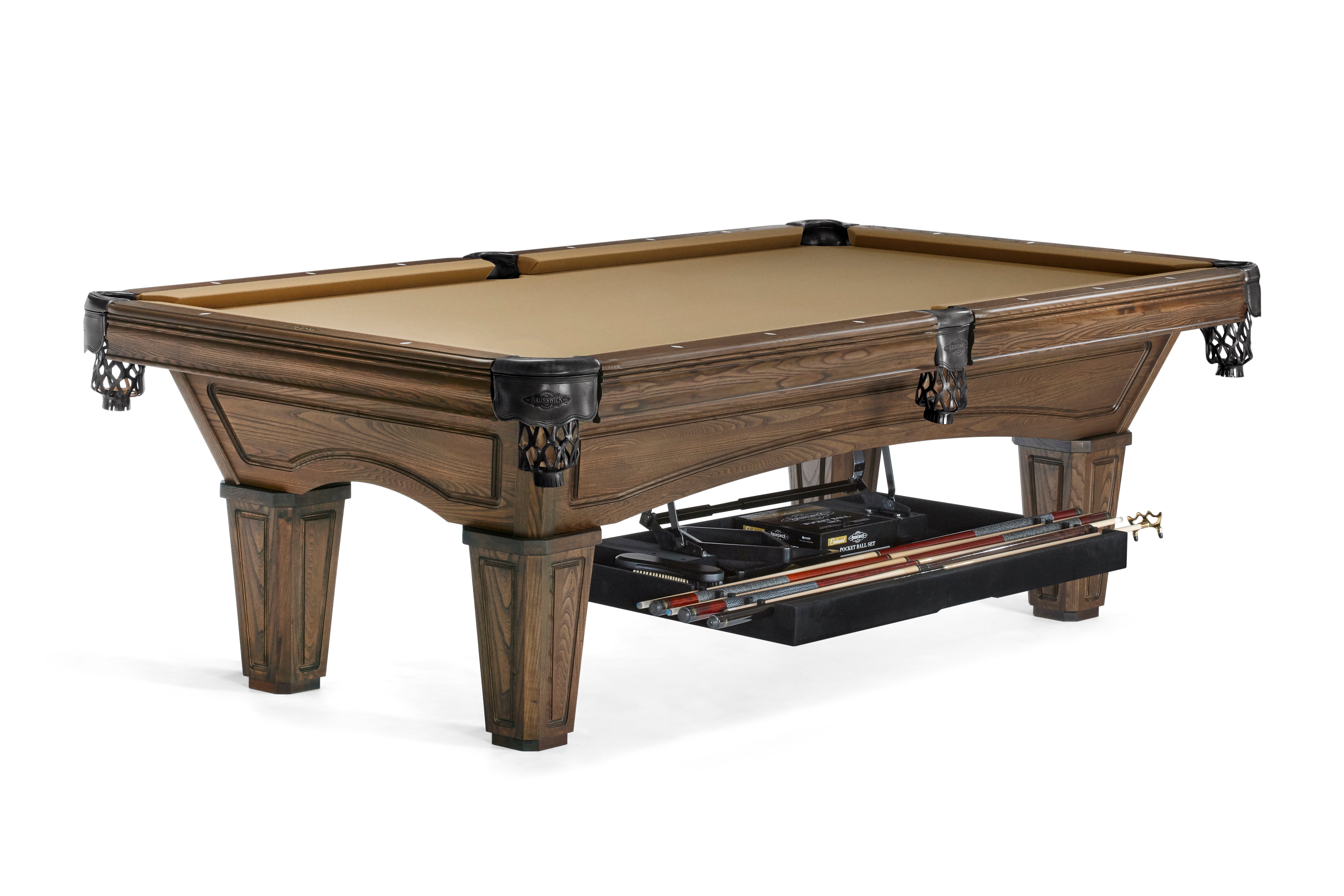 Brunswick Billiards Glenwood 7' Slate Pool Table in Coffee w/ Tapered Legs