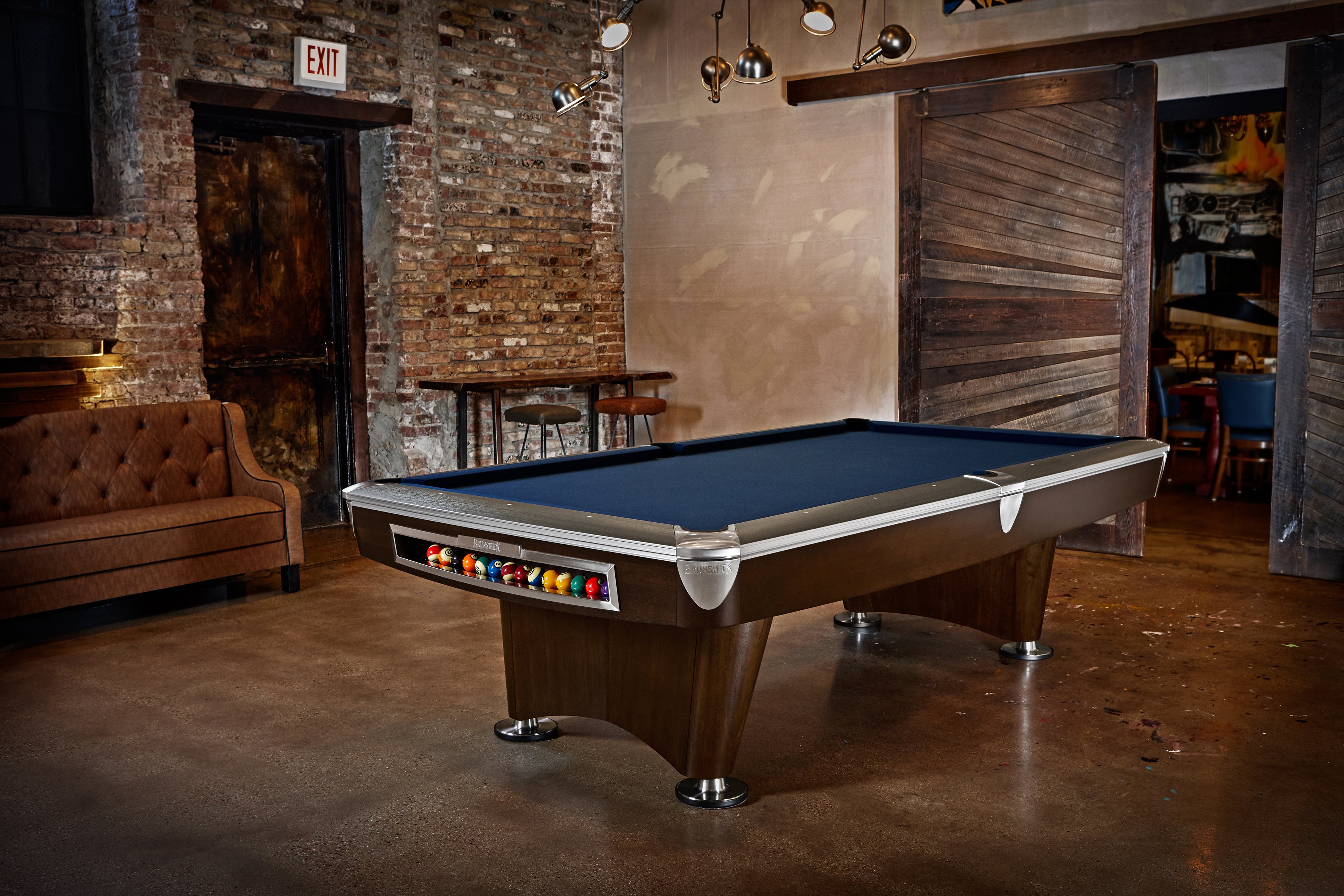 Brunswick Billiards Gold Crown VI 9' Slate Pool Table in Skyline Walnut/Espresso w/ Pockets