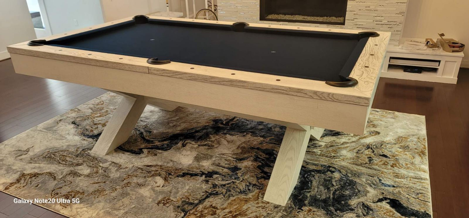 Nixon CrissyCross 8' Slate Pool Table in Whitewash Finish