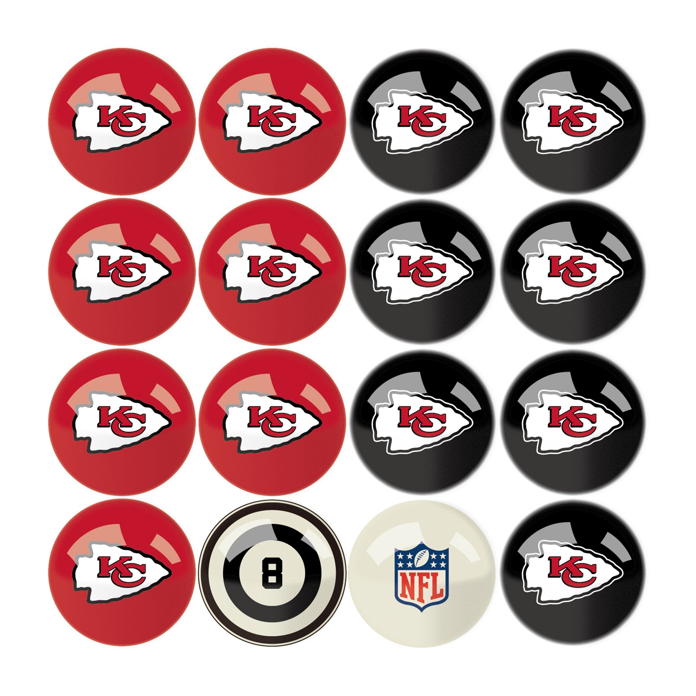 Imperial Kansas City Chiefs Billiard Balls With Numbers