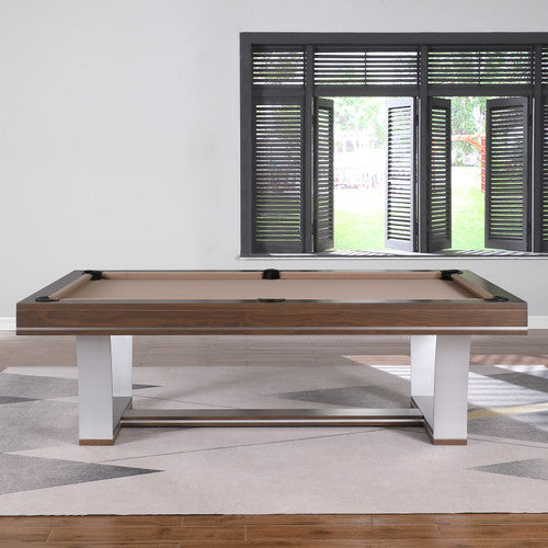 Playcraft Barcelona 8' Slate Pool Table in Walnut Gray on Silver