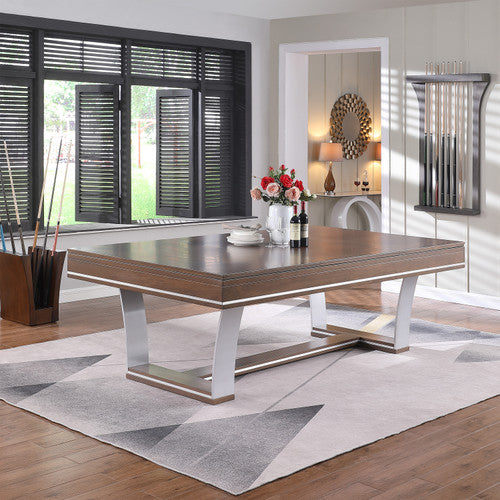 Playcraft Barcelona 8' Slate Pool Table in Walnut Gray on Silver