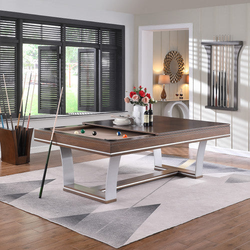 Playcraft Barcelona 8' Slate Pool Table in Walnut Gray on Silver