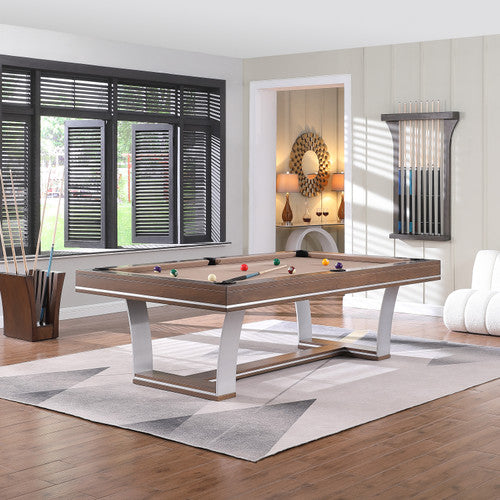 Playcraft Barcelona 8' Slate Pool Table in Walnut Gray on Silver