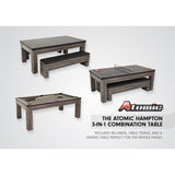 Atomic Hampton 7' 3-in-1 Dining Table with Billiards and Table Tennis
