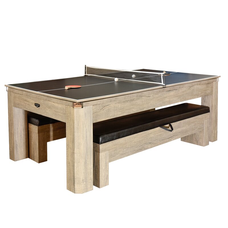 Hathaway Newport 7-ft Pool Table Combo Set w/ Benches in Rustic Grey