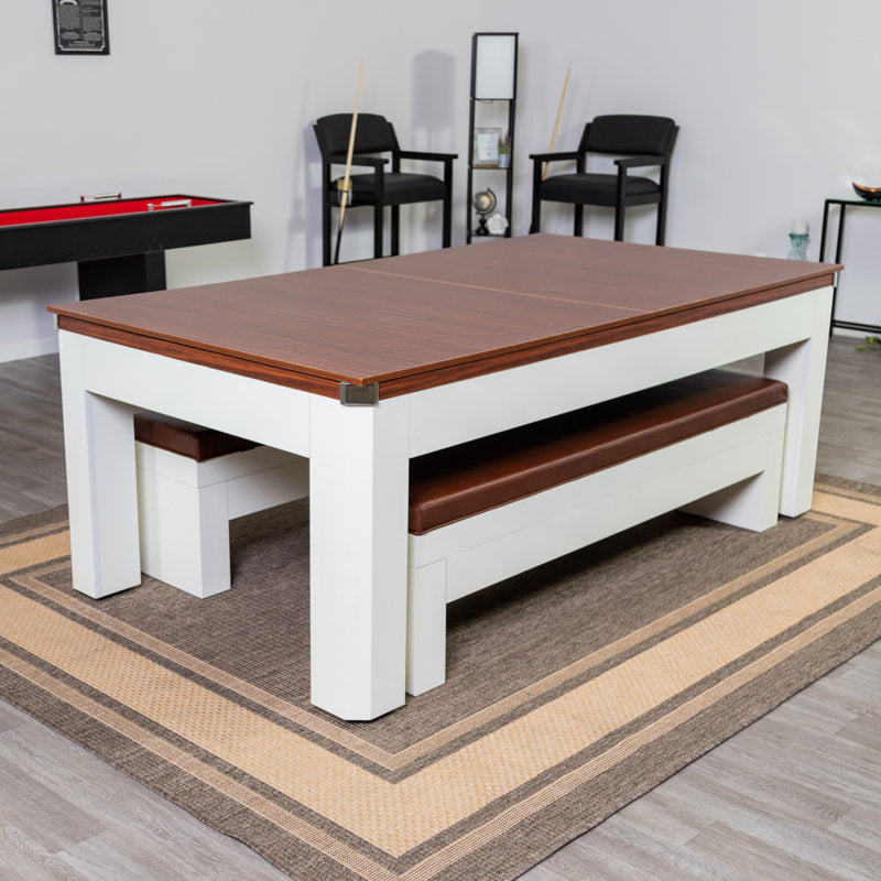 Hathaway Newport 7-ft Pool Table Combo Set w/ Benches in White