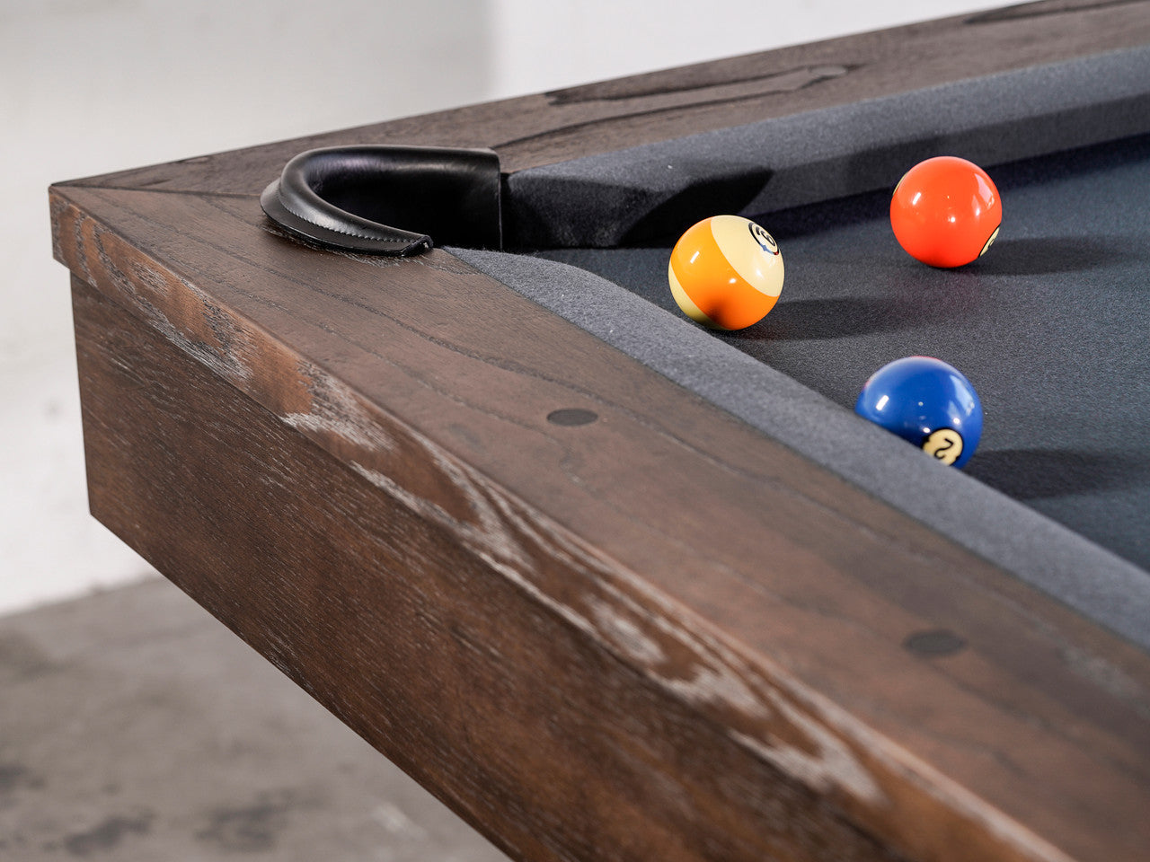 Nixon Nora 8' Slate Pool Table in Brownwash Finish w/ Dining Top Option