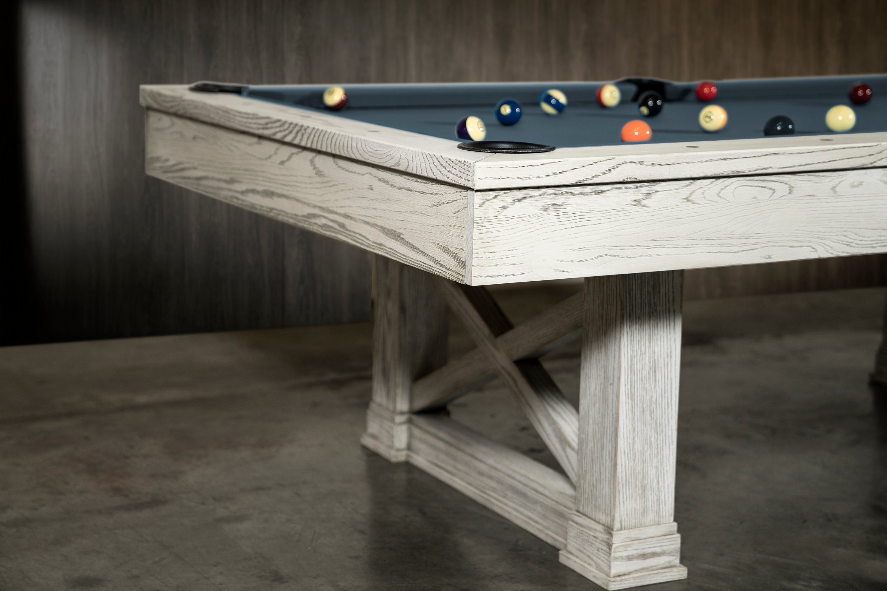 Nixon Nora 7' Slate Pool Table in Whitewash Finish w/ Dining Top Option