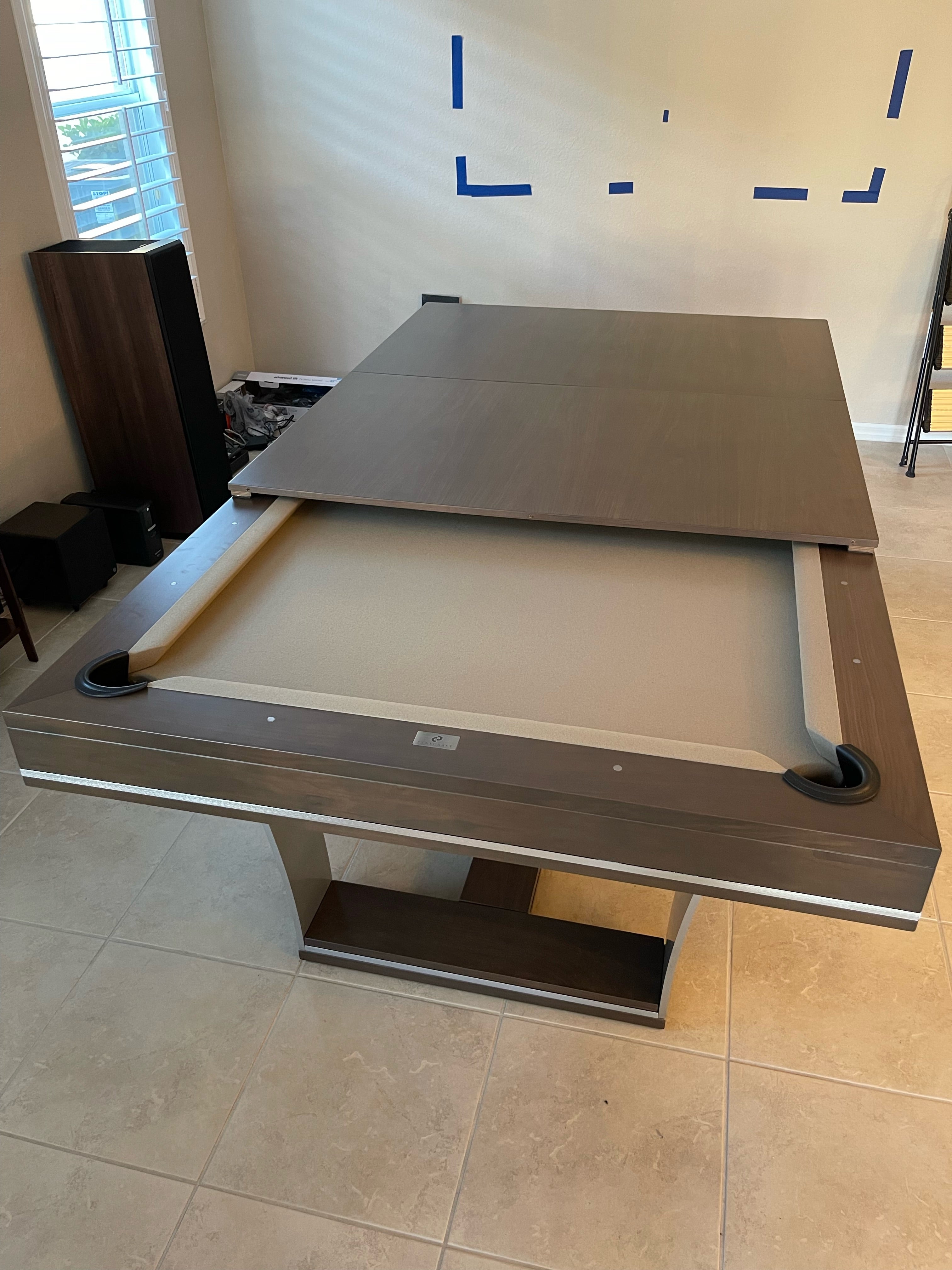 Playcraft Barcelona 8' Slate Pool Table in Walnut Gray on Silver