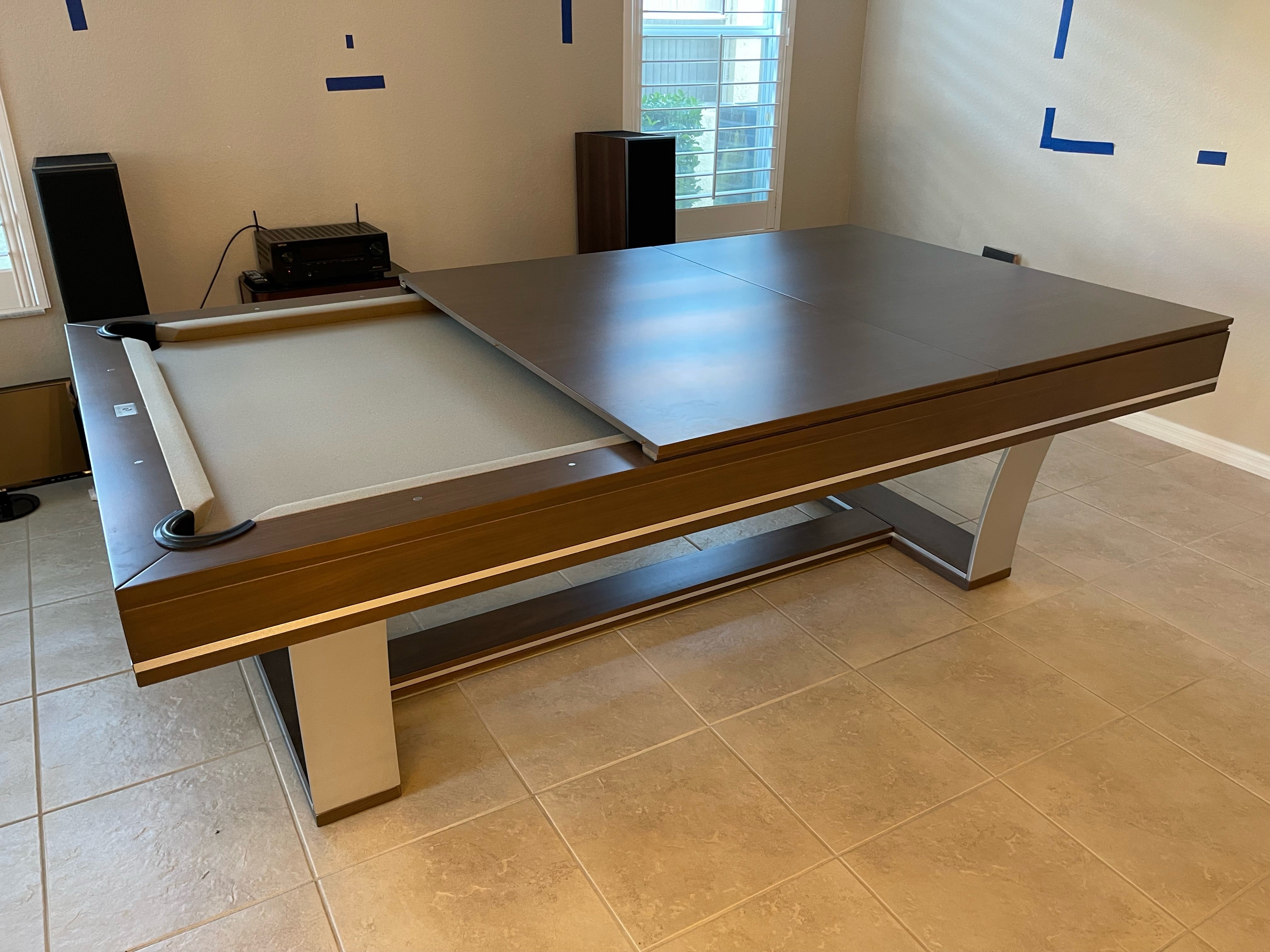 Playcraft Barcelona 8' Slate Pool Table in Walnut Gray on Silver
