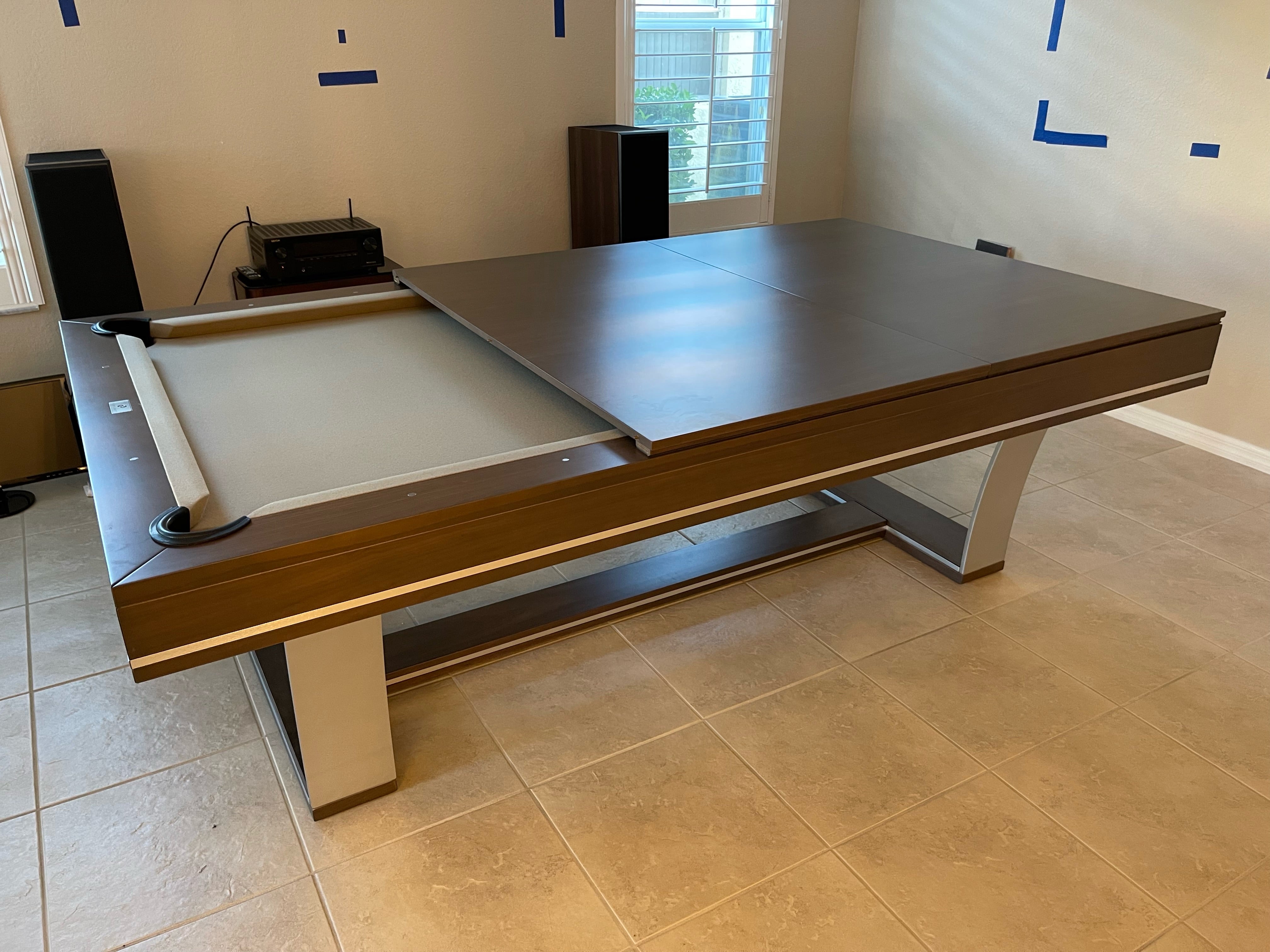 Playcraft Barcelona 8' Slate Pool Table in Walnut Gray on Silver