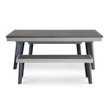Playcraft Santorini 7’ Outdoor Slate Pool Table with Dining Top Benches and Ping Pong