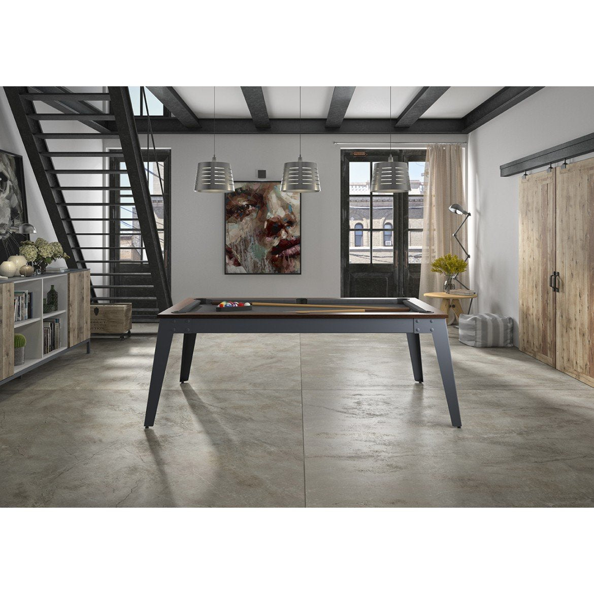 Rene Pierre Billiards Steel Pool Table with Dining Top