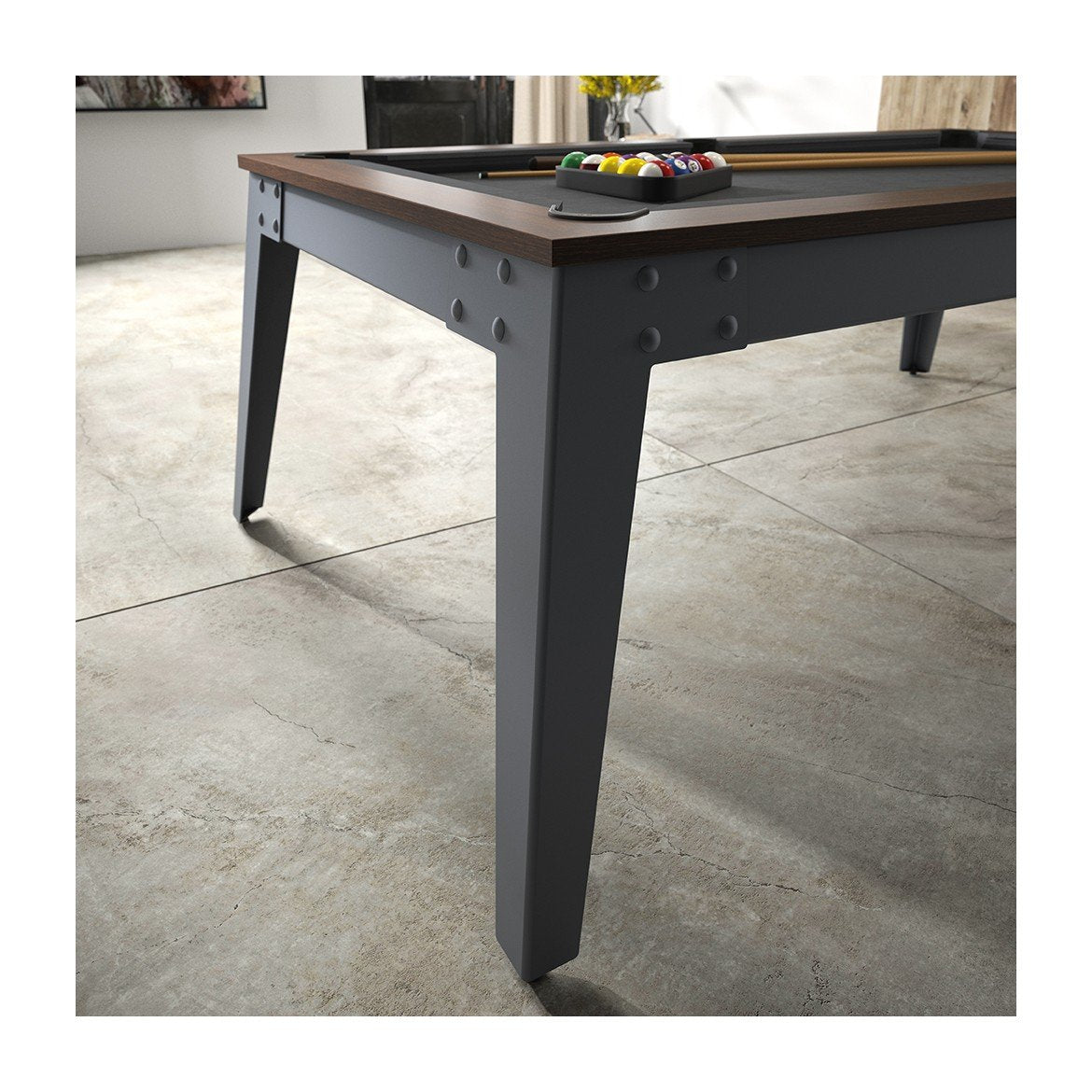 Rene Pierre Billiards Steel Pool Table with Dining Top
