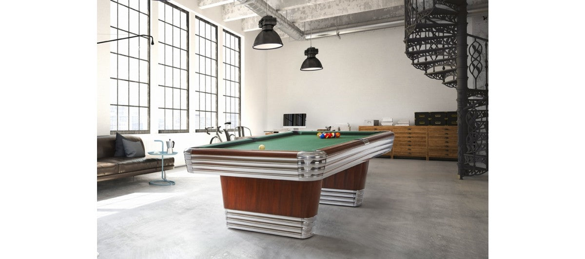 Brunswick Billiards Centennial 9' Slate Pool Table in Rosewood Chrome w/ Pockets