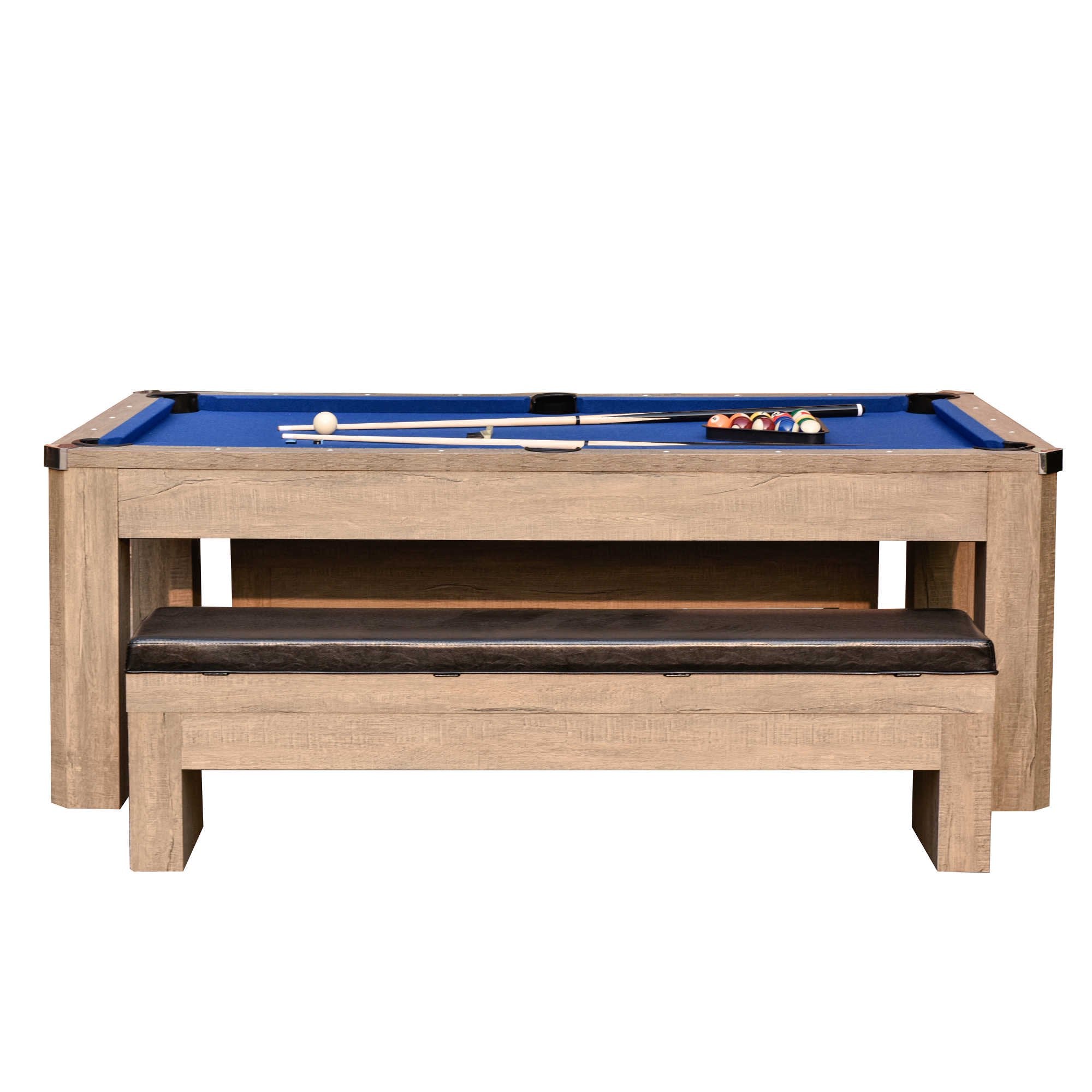 Hathaway Newport 7-ft Pool Table Combo Set w/ Benches in Rustic Grey