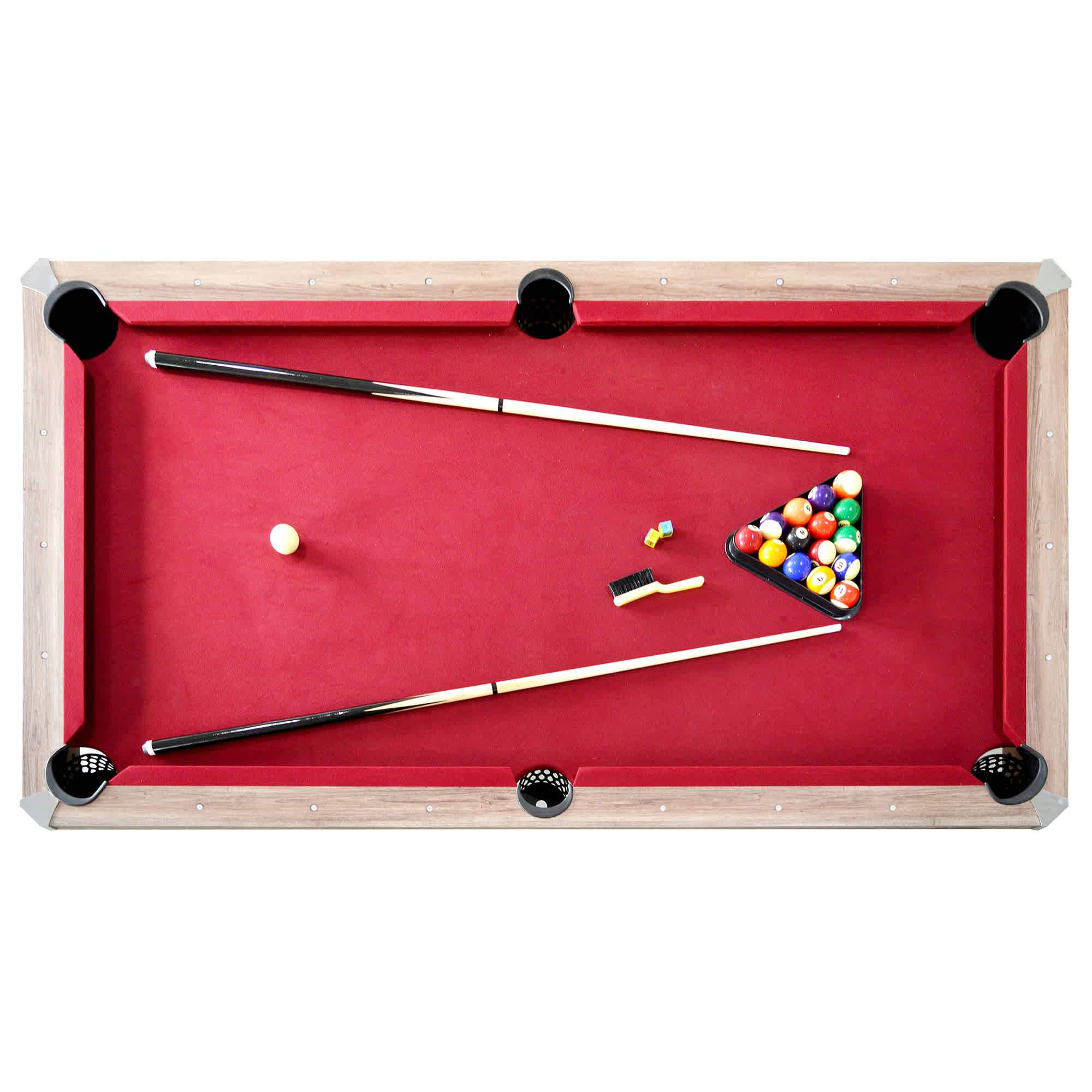 Hathaway Newport 7-ft Pool Table Combo Set w/ Benches in Light Oak with Red Felt