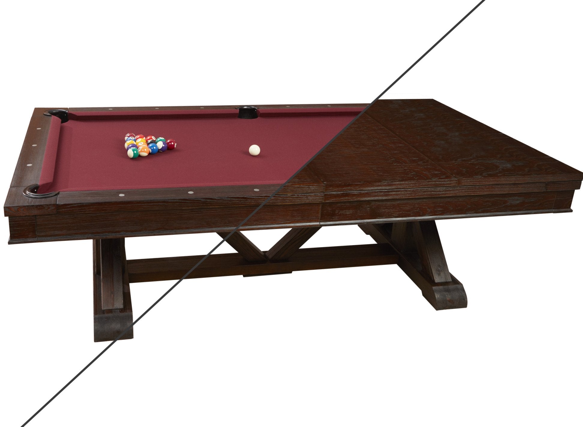 Playcraft Brazos River 8' Slate Pool Table w/ Leather Drop Pockets in Weathered Black