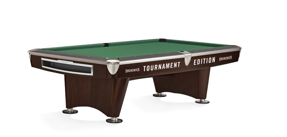 Brunswick Billiards Gold Crown Tournament VI 9' Slate Pool Table in Skyline Walnut/Espresso w/ Pockets