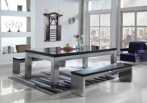 Playcraft Benches for Monaco Slate Pool Table, Black on Silver