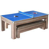 Hathaway Newport 7-ft Pool Table Combo Set w/ Benches in Light Oak with Red Felt