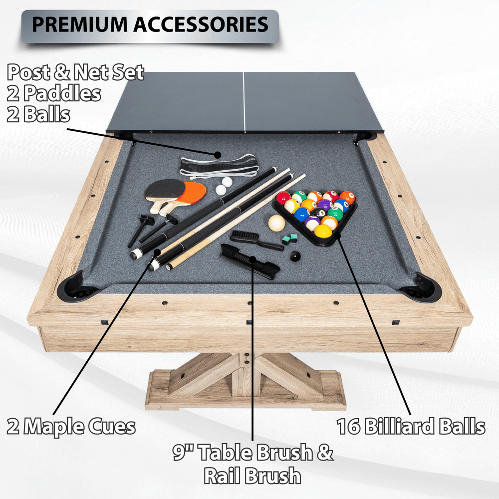 Freetime Fun The Rockford 7' Multi-Game Table in Rustic Oak with Grey Felt