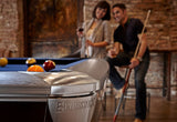 Brunswick Billiards Gold Crown VI 9' Slate Pool Table in Skyline Walnut/Espresso w/ Pockets