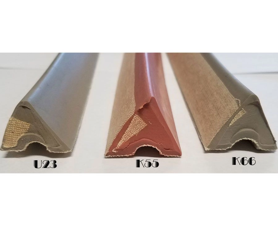 Three profiles labeled U23, K55, and K66 on a white background