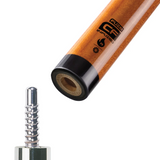 Wooden cue with metal fitting on a white background