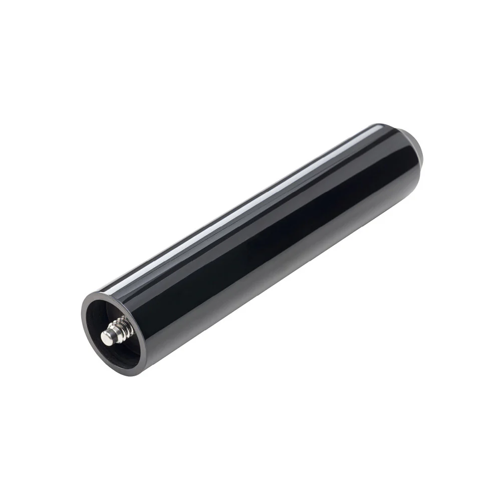 Black cue extender with a metallic finish on a white background