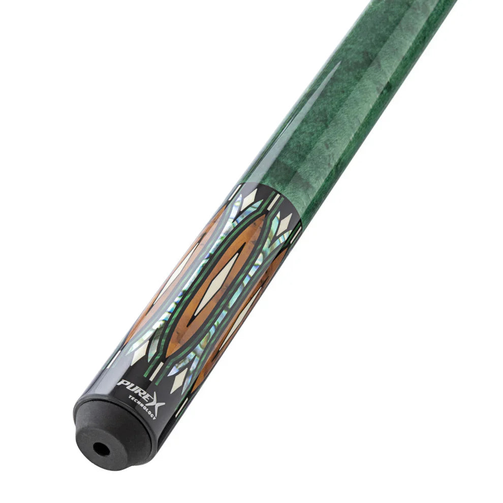 Pure X Green & Grey Stain Maple with Malachite/Thuya Burl Wrapless Cue