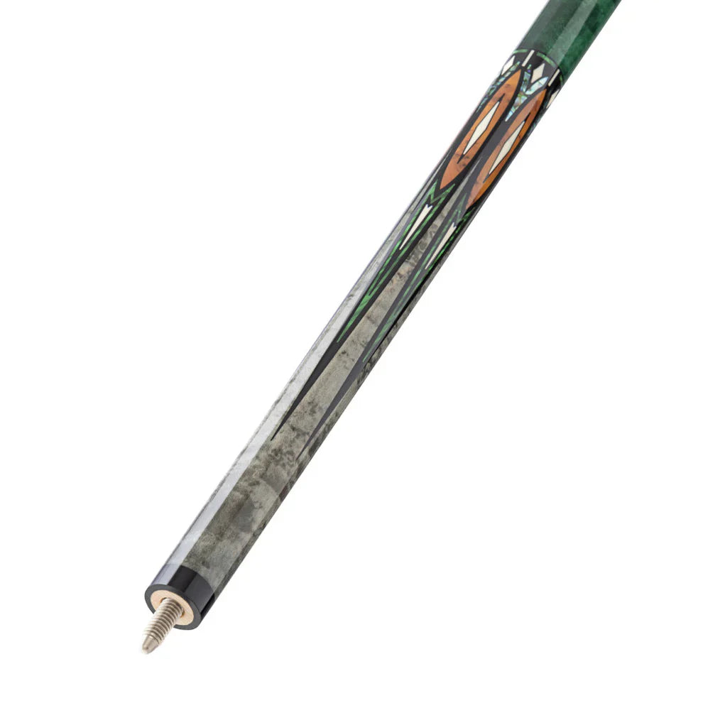 Pure X Green & Grey Stain Maple with Malachite/Thuya Burl Wrapless Cue