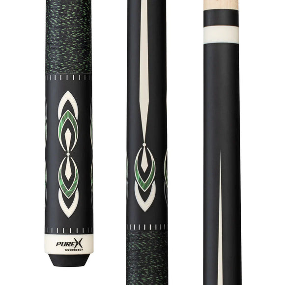 Pure X Matte Black & Malachite/White Cue with Black & Green Linen Wrap