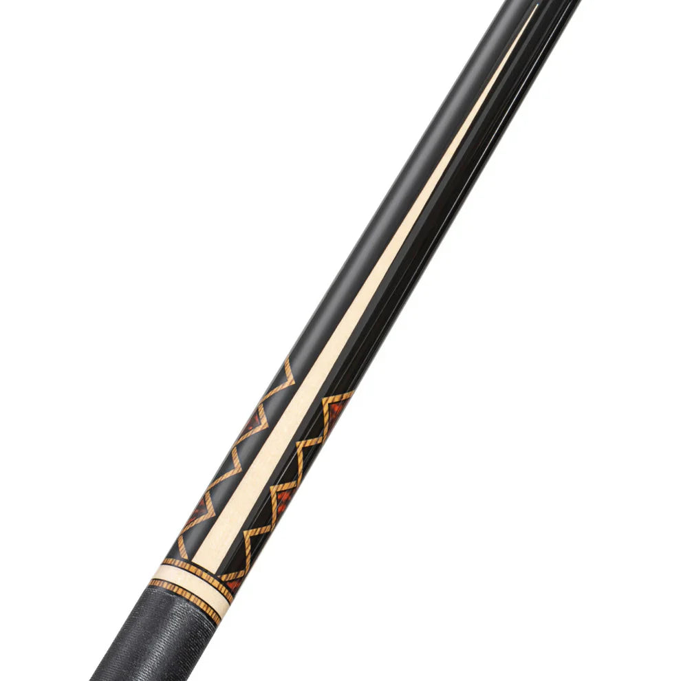 Pure X Midnight Black/Natural Maple and Bocote/Thuya Burl Cue with Black Linen Wrap