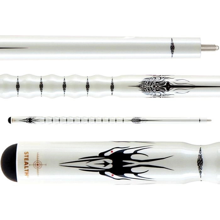 White and black archery bow with detailed design on a white background