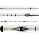 White and black archery bow with detailed design on a white background