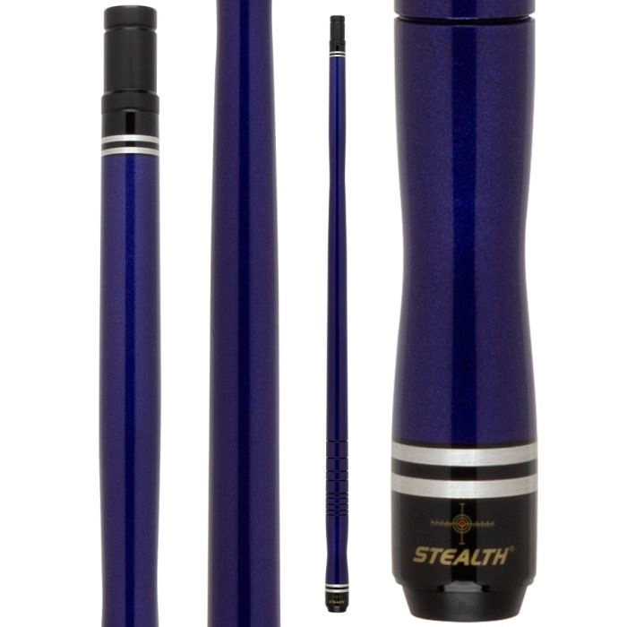 Purple cue with black tip and 'Stealth' branding on a white background
