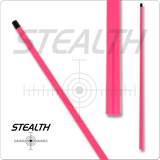 Pink pool cue with 'Stealth' branding on a white background