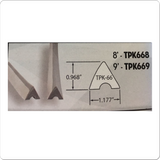 Measurement chart for architectural trim with dimensions and product codes.