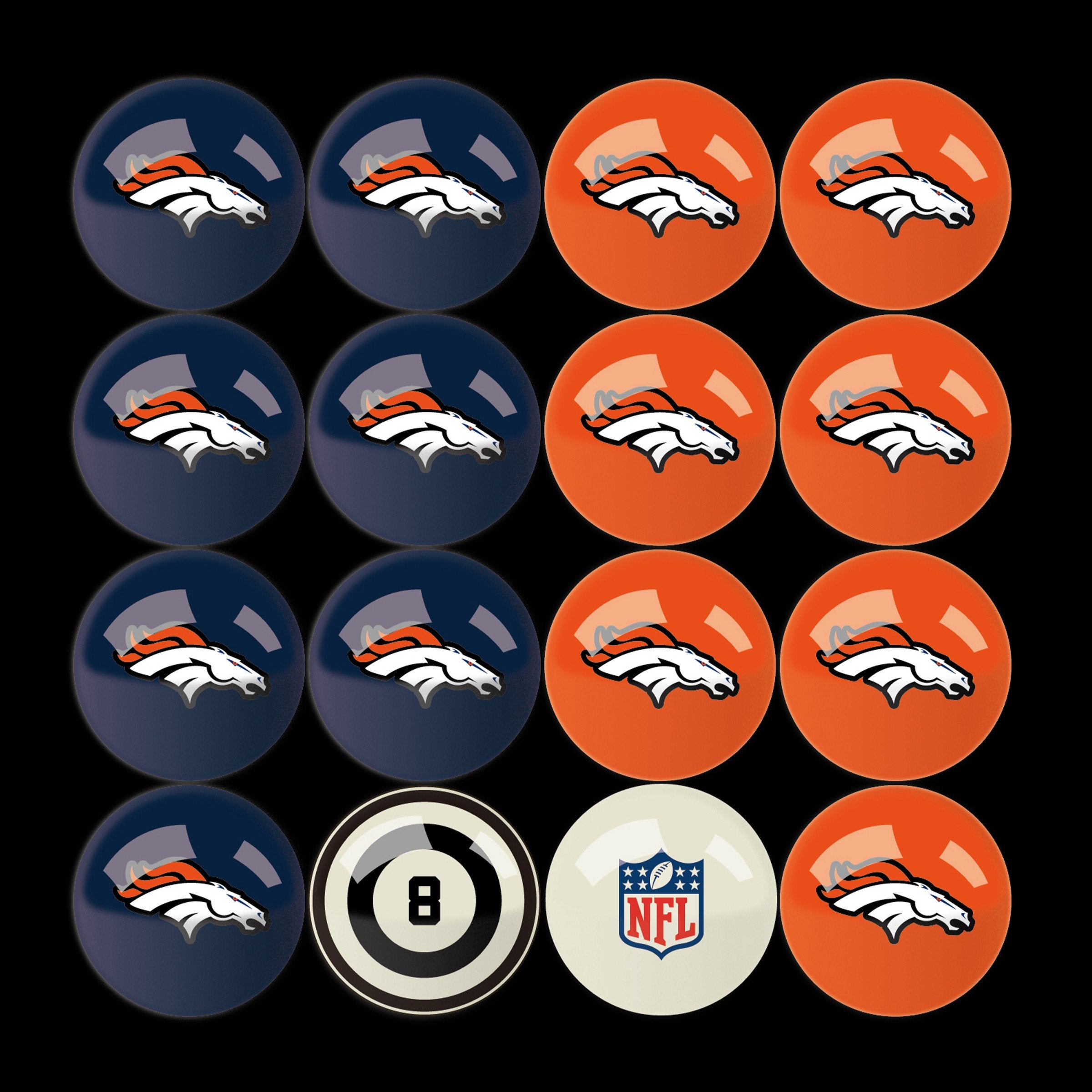 Imperial Denver Broncos Billiard Balls With Numbers