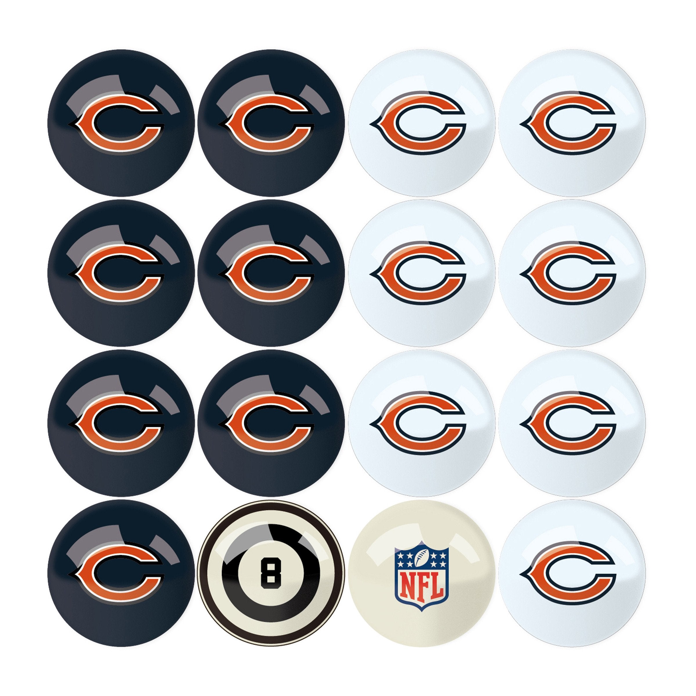 Imperial Chicago Bears Billiard Balls With Numbers
