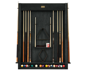 American Heritage Alta Wall Mounted 12 Cue Holder Rack in Black Ash