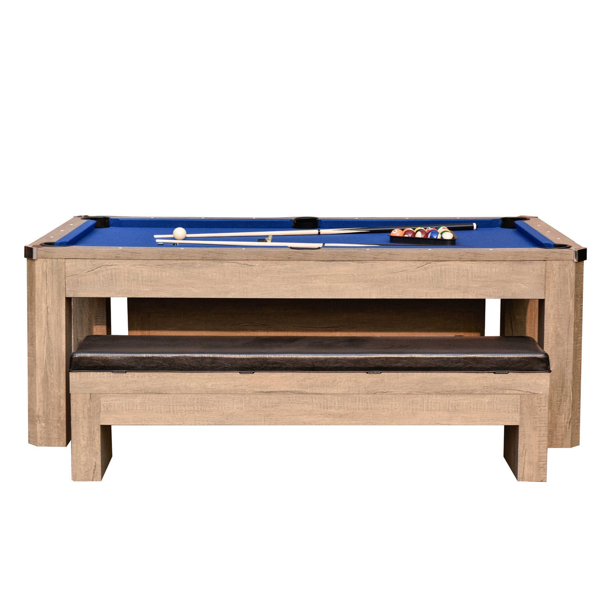 Hathaway Newport 7-ft Pool Table Combo Set w/ Benches in Rustic Grey ...